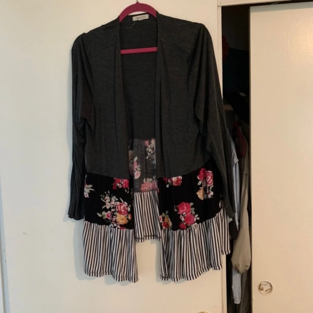 Striped and floral cardigan size 2x